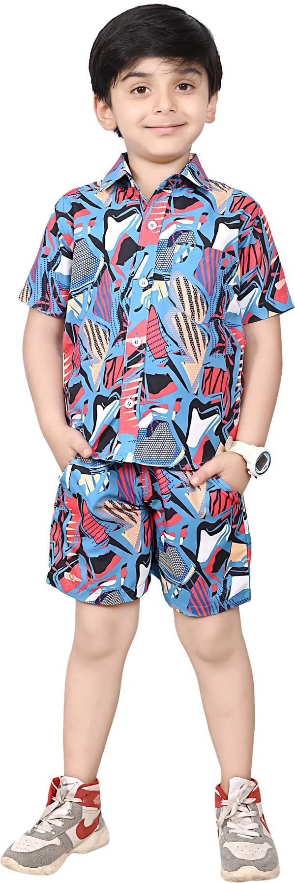 Blue_Boys_Casual_Shirt_Shorts