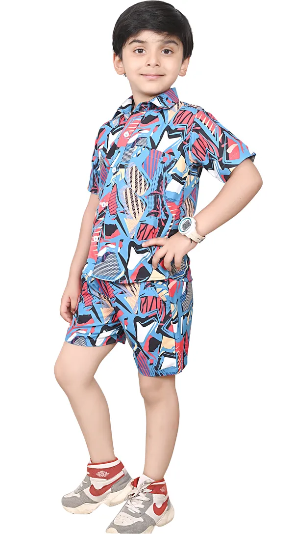 Blue_Boys_Casual_Shirt_Shorts