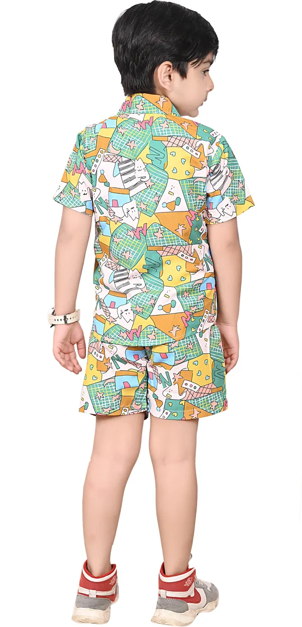 Dark_Green_Boys_Casual_Shirt_Shorts