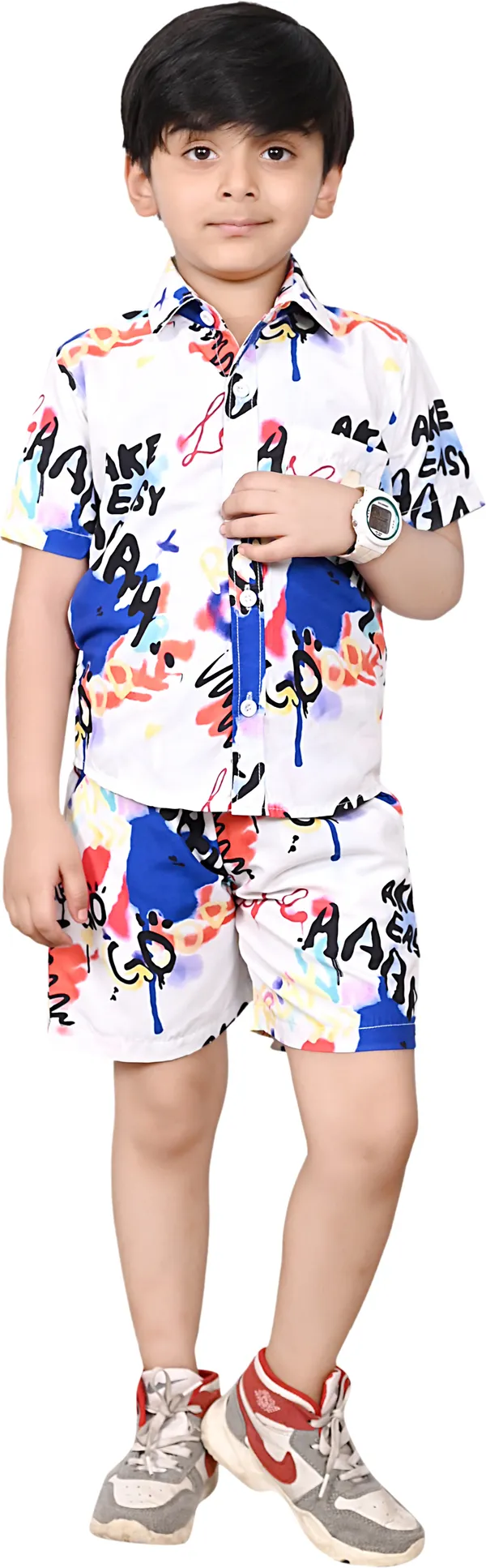 White_Boys_Casual_Shirt_Shorts