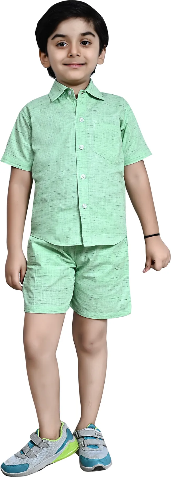 Green_Boys_Casual_Shirt_Shorts