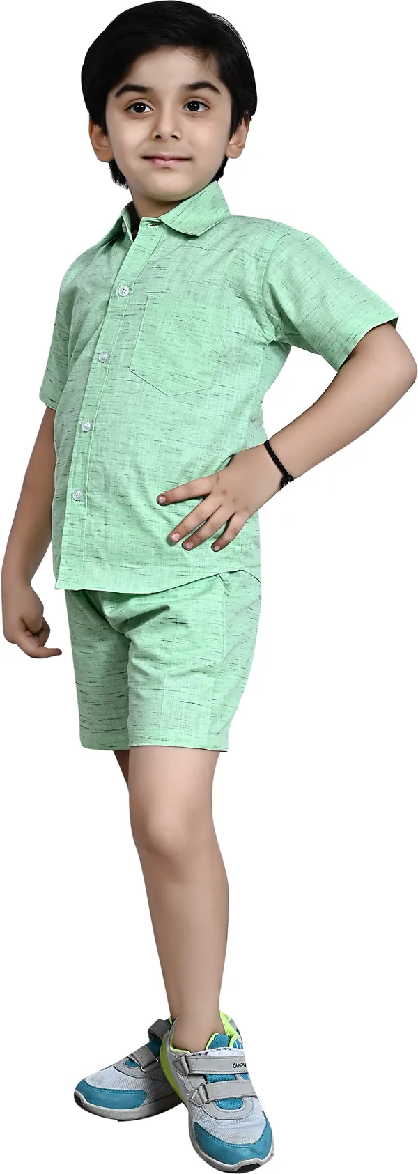 Green_Boys_Casual_Shirt_Shorts