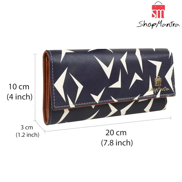 Blue_Wallet_For_Women'S_Clutch_Vegan_Leather_11_Cards_1_Id_Slot_2_Notes_And_1_Coin_Compartment_Magnetic_Closure