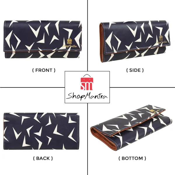 Blue_Wallet_For_Women'S_Clutch_Vegan_Leather_11_Cards_1_Id_Slot_2_Notes_And_1_Coin_Compartment_Magnetic_Closure