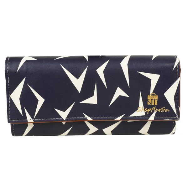 Blue_Wallet_For_Women'S_Clutch_Vegan_Leather_11_Cards_1_Id_Slot_2_Notes_And_1_Coin_Compartment_Magnetic_Closure