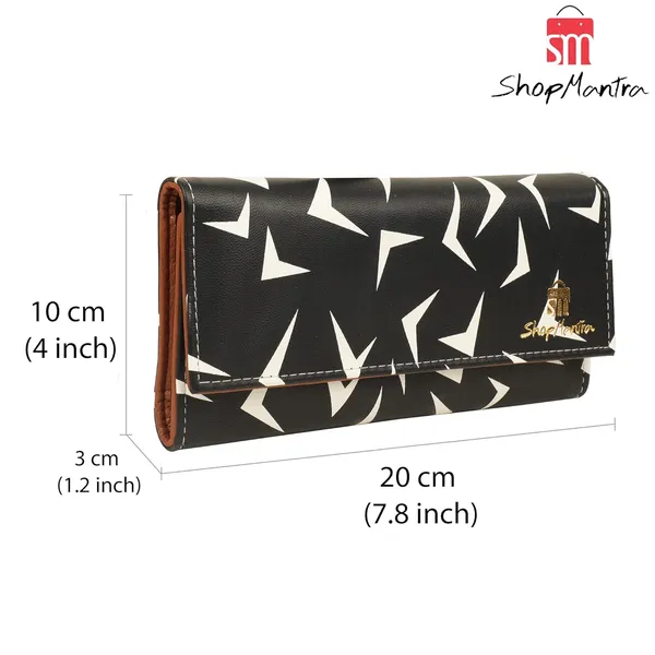 Black_Wallet_For_Women'S_Clutch_Vegan_Leather_11_Cards_1_Id_Slot_2_Notes_And_1_Coin_Compartment_Magnetic_Closure