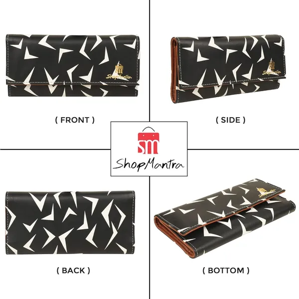 Black_Wallet_For_Women'S_Clutch_Vegan_Leather_11_Cards_1_Id_Slot_2_Notes_And_1_Coin_Compartment_Magnetic_Closure
