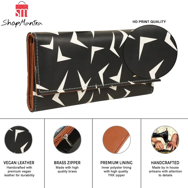 Black_Wallet_For_Women'S_Clutch_Vegan_Leather_11_Cards_1_Id_Slot_2_Notes_And_1_Coin_Compartment_Magnetic_Closure
