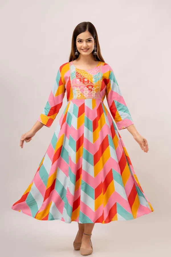 Pink_Geometric_Print_Anarkali_Kurti_For_Women