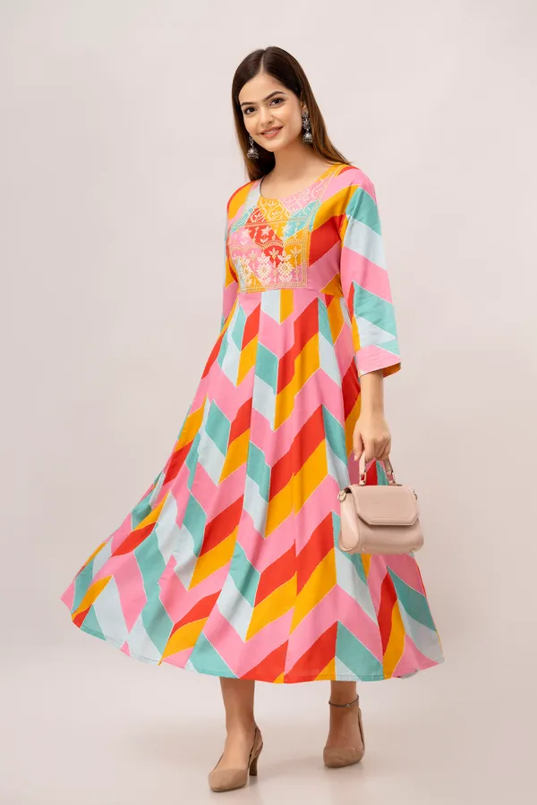 Pink_Geometric_Print_Anarkali_Kurti_For_Women