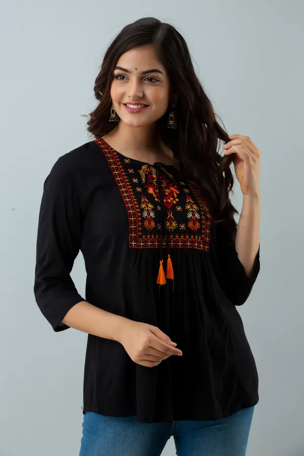 Black_Women's_Rayon_Embroidered_Regular_Fit_Top