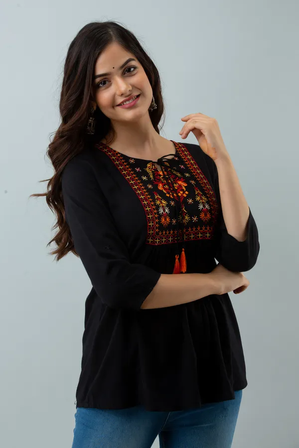 Black_Women's_Rayon_Embroidered_Regular_Fit_Top