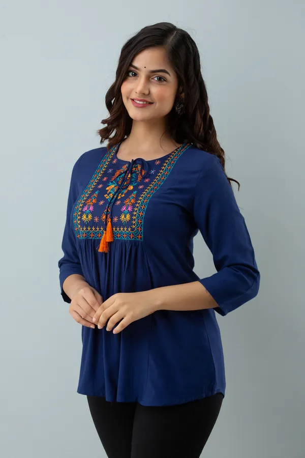 Blue_Women's_Rayon_Embroidered_Regular_Fit_Top