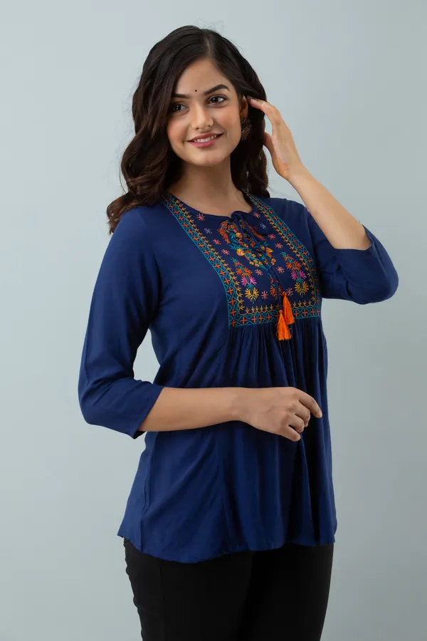 Blue_Women's_Rayon_Embroidered_Regular_Fit_Top