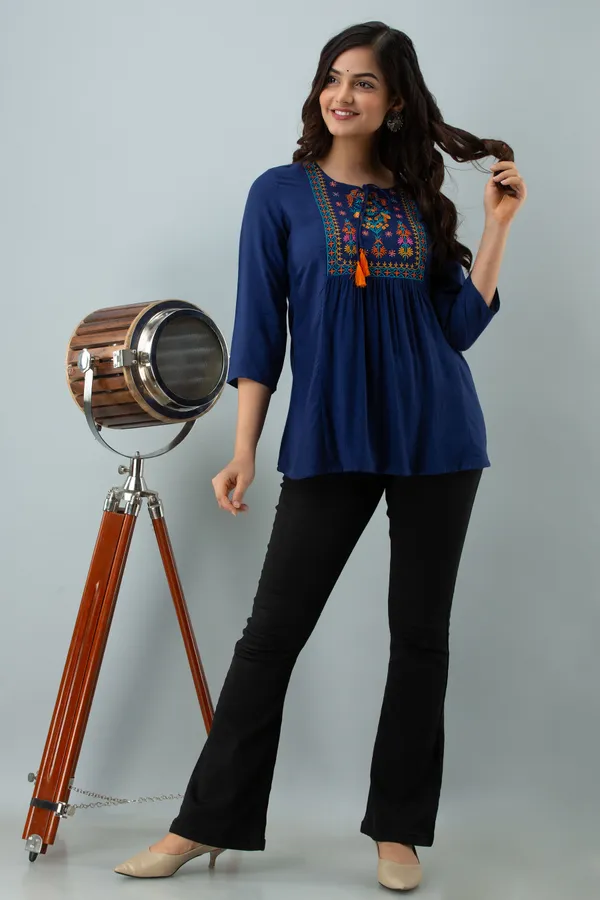Blue_Women's_Rayon_Embroidered_Regular_Fit_Top