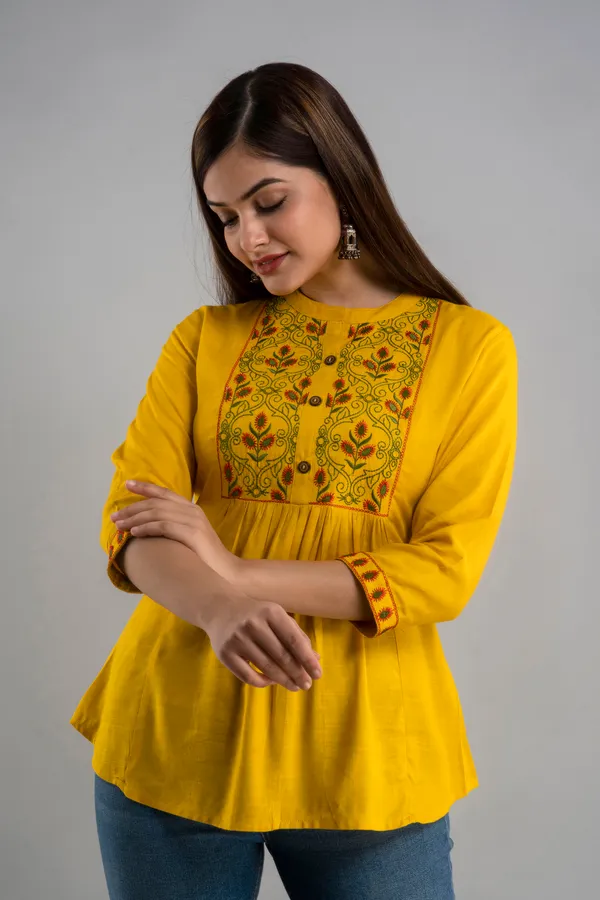 Yellow_Rayon_Tunics_For_Women