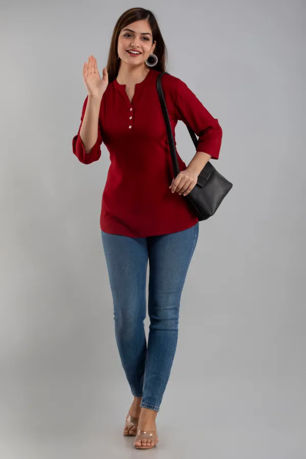 Maroon_Rayon_Tunics_For_Women