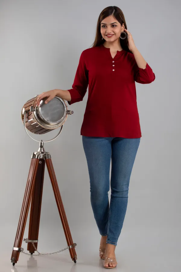 Maroon_Rayon_Tunics_For_Women