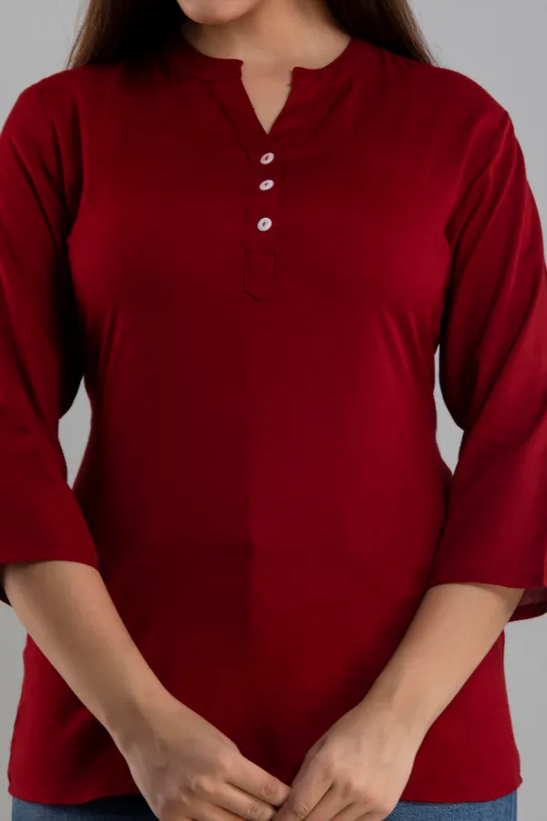 Maroon_Rayon_Tunics_For_Women