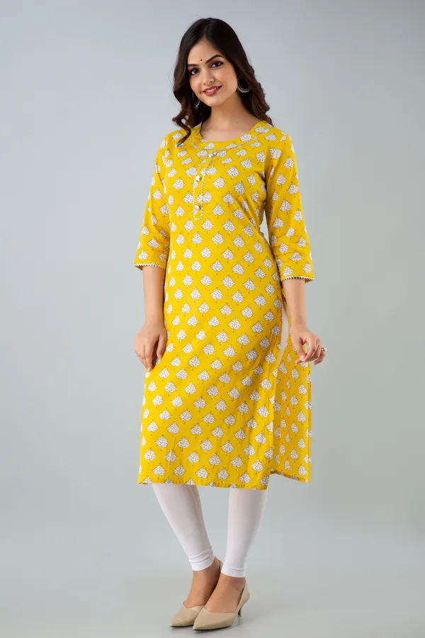 Yellow_Printed_Kurtis_For_Women