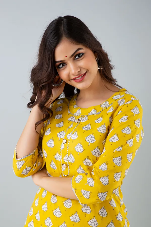Yellow_Printed_Kurtis_For_Women