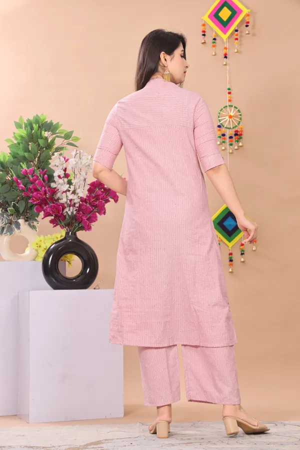 Pink_Khadi_Cotton_Ethnic_Kurta_And_Pant_Set_|_Push_Premium_For_Women