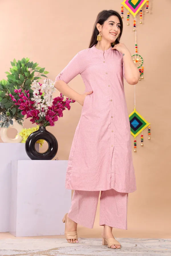 Pink_Khadi_Cotton_Ethnic_Kurta_And_Pant_Set_|_Push_Premium_For_Women