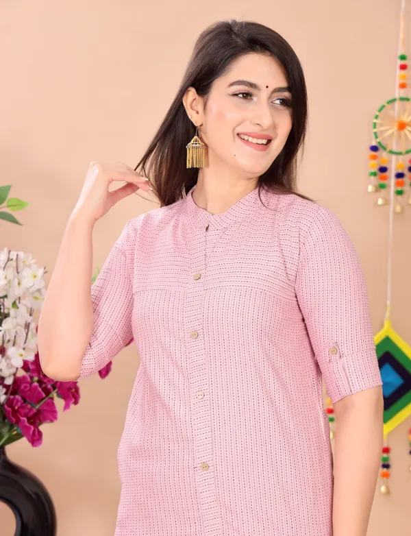 Pink_Khadi_Cotton_Ethnic_Kurta_And_Pant_Set_|_Push_Premium_For_Women