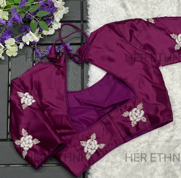 Wine_Silk_Handmade_Work_Boutique_Style_Blouse