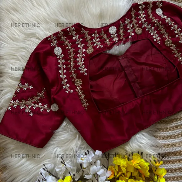 Maroon_Handmade_Work_Boutique_Style_Blouse