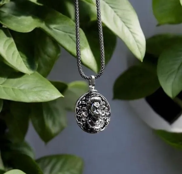 Silver_Plated_Hanuman_Pendant_&_Chain_For_Men_&_Women