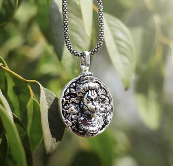 Silver_Plated_Hanuman_Pendant_&_Chain_For_Men_&_Women
