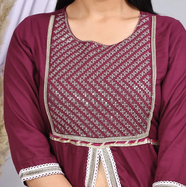 Purple_Embroided_Kurta_And_Skirt_Set_For_Women