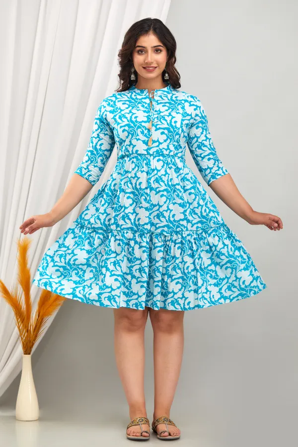 Maternity_Sky_Blue_Cotton_Jall_Printed_Feeding_Dress