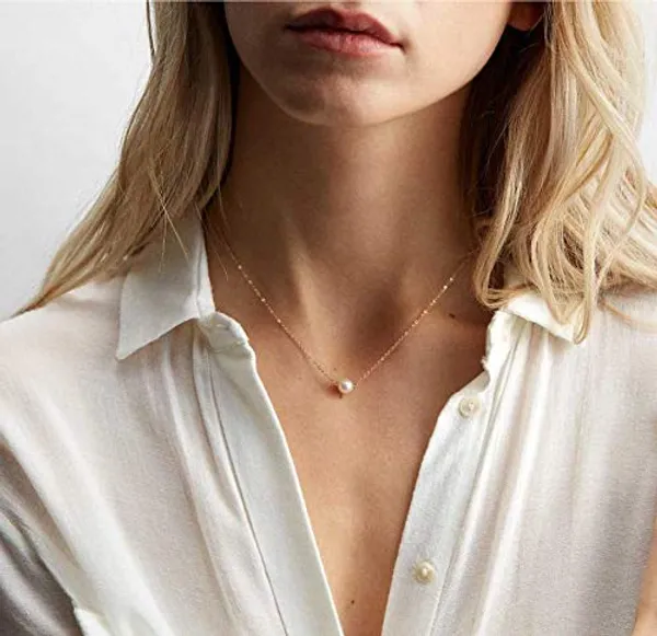 Solid_Gold_Pearl_Necklace,_Cute_Dainty_Pearl_Pendant,_Cute_Chain_Luck_Necklace,_Single_Pearl_Wedding_Gift,_Handmade_Jewelry,_Rose_White