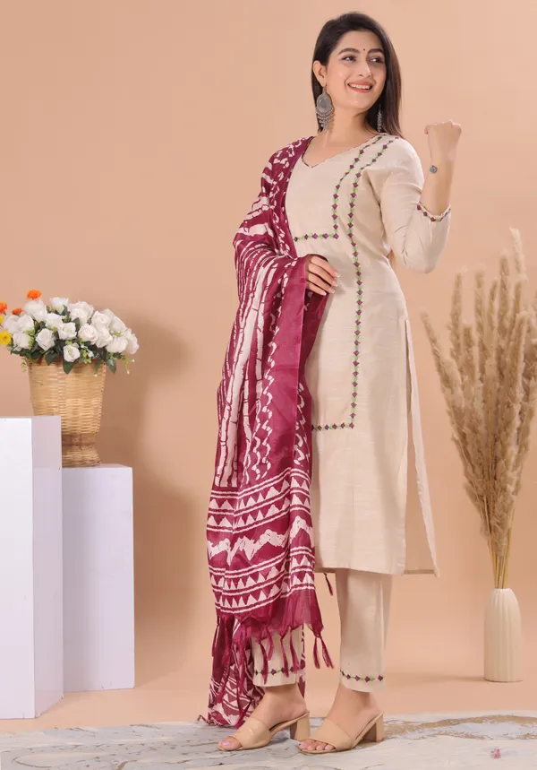 Beige_Handloom_Cotton_Salwar_Kurta_Dupatta_For_Women
