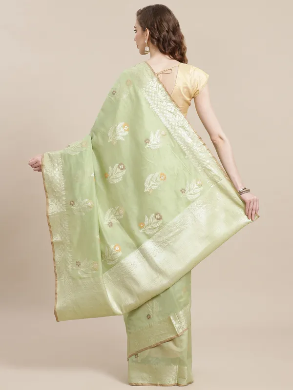 Green_Masrise_Cotton/Cotton_Banarasi_Sarees_For_Women