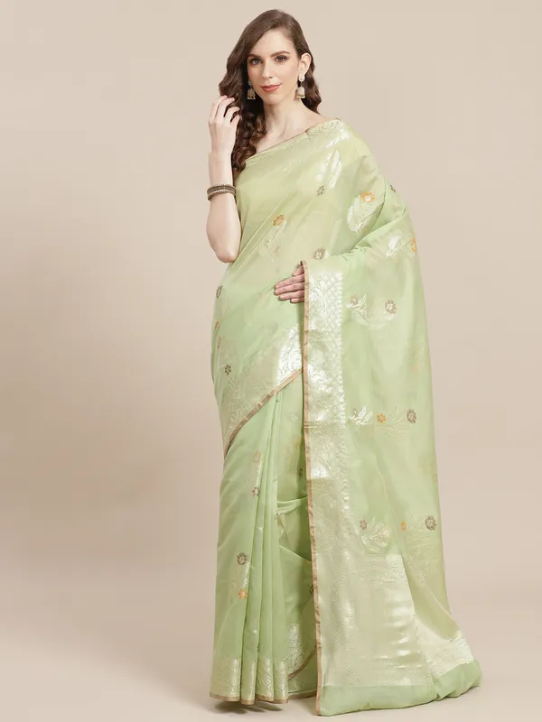 Green_Masrise_Cotton/Cotton_Banarasi_Sarees_For_Women