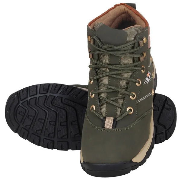 Dark_Green_Leatherette_And_Airmix_Lace_Ups_Boots_For_Men