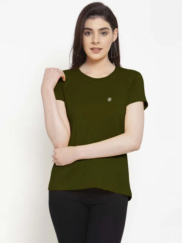 Pack_of_2_Mustard_&_Olive_Cotton_Round_Neck_Short_Sleeves_T-Shirt_For_Women