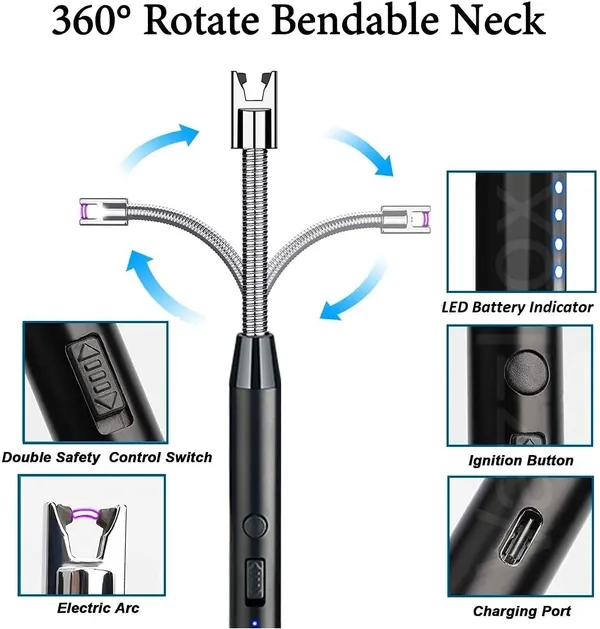Candle_Lighter_Rechargeable_Arc_Lighter_Electric_Candle_Lighter_USB_Long_Lighter_Electric_Lighter_Rechargeable_USB_Lighter_with_LED_Battery_Display_SUPER-SAFE_NO_FUEL_REQUIRED_Eco-Friendly