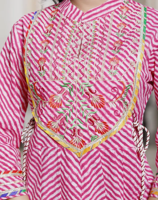 Pink_Stunning_Cotton_Leheriya_Anarkali_Gown_For_Women