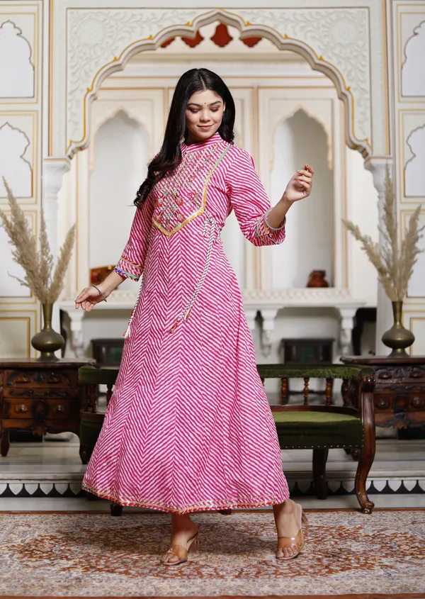 Pink_Stunning_Cotton_Leheriya_Anarkali_Gown_For_Women