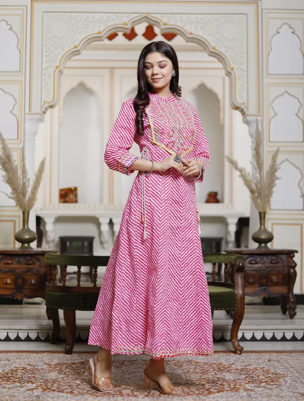 Pink_Stunning_Cotton_Leheriya_Anarkali_Gown_For_Women