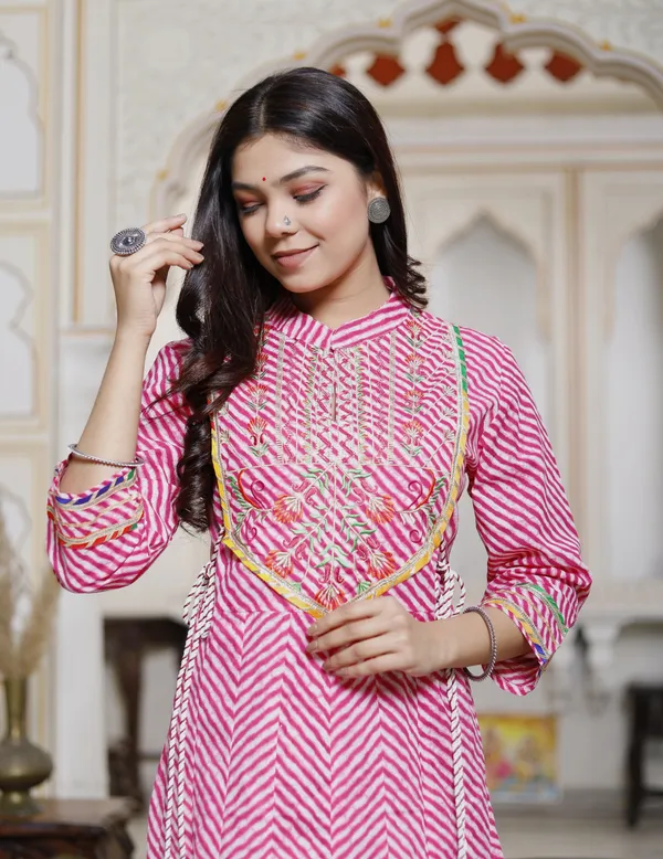 Pink_Stunning_Cotton_Leheriya_Anarkali_Gown_For_Women