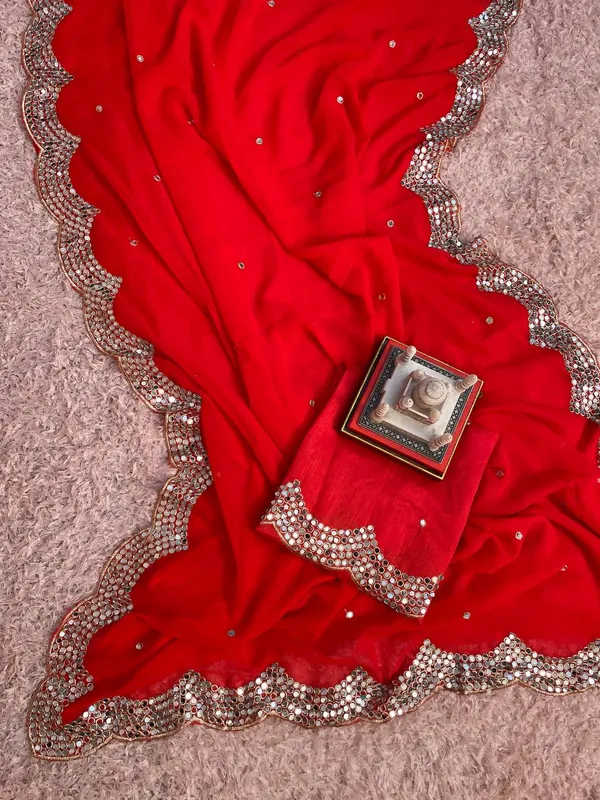 Stylish_Designer_Red_Georgette_Saree