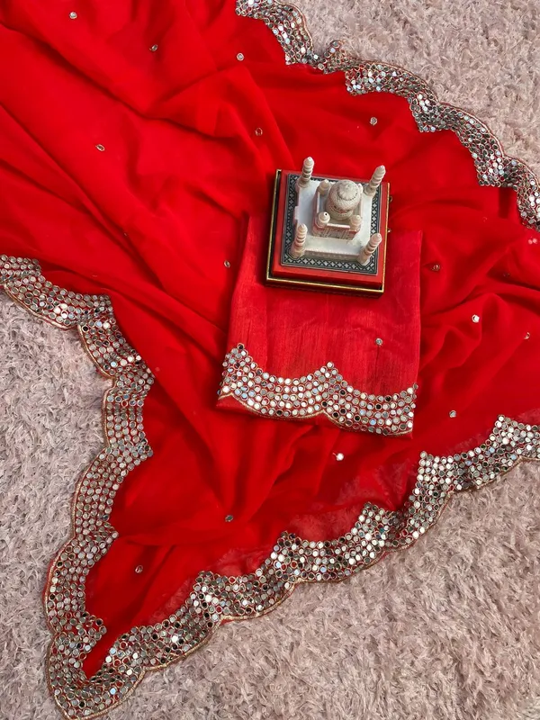 Stylish_Designer_Red_Georgette_Saree