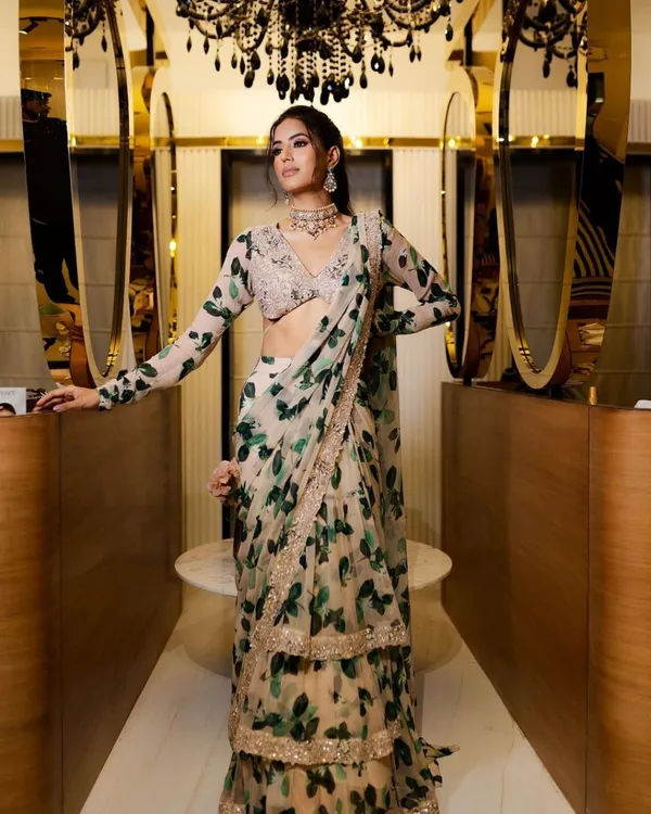 Stylish_Designer_Three_Layer_Ruffel_Georgette_Saree