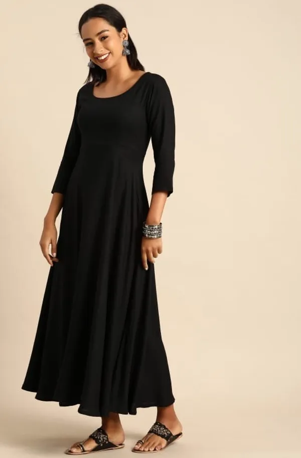 Black_Rayon_Gown_And_Dupatta_Set_For_Women