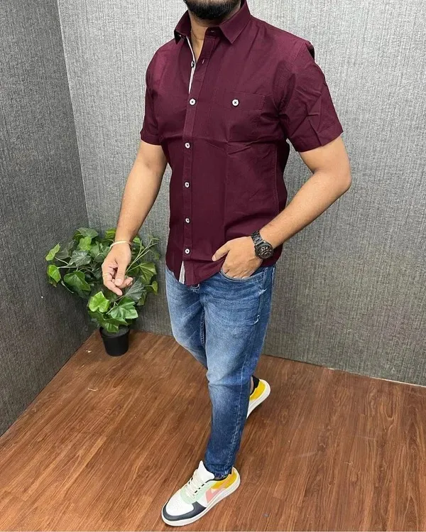 Stylish_Marron_Plain_Shirt_For_Men